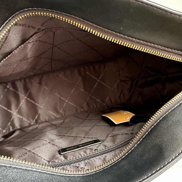 Michael Kors Jet Set Medium Leather Front Zip Chain Tote Black - Picture 6 of 7